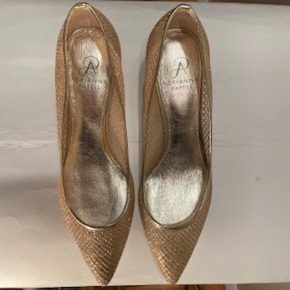 Adrianna Papell Lois Honeycomb Dress Pumps Gold Mesh 8.5M - Picture 11 of 11